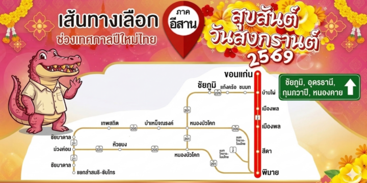 พี่น้องกุมภวาปีเช็กด่วน! ทางเลี่ยงมิตรภาพสงกรานต์นี้… เมือบ้านอุดรฯ ไวขึ้น ไม่ต้องแช่บนถนนนาน!